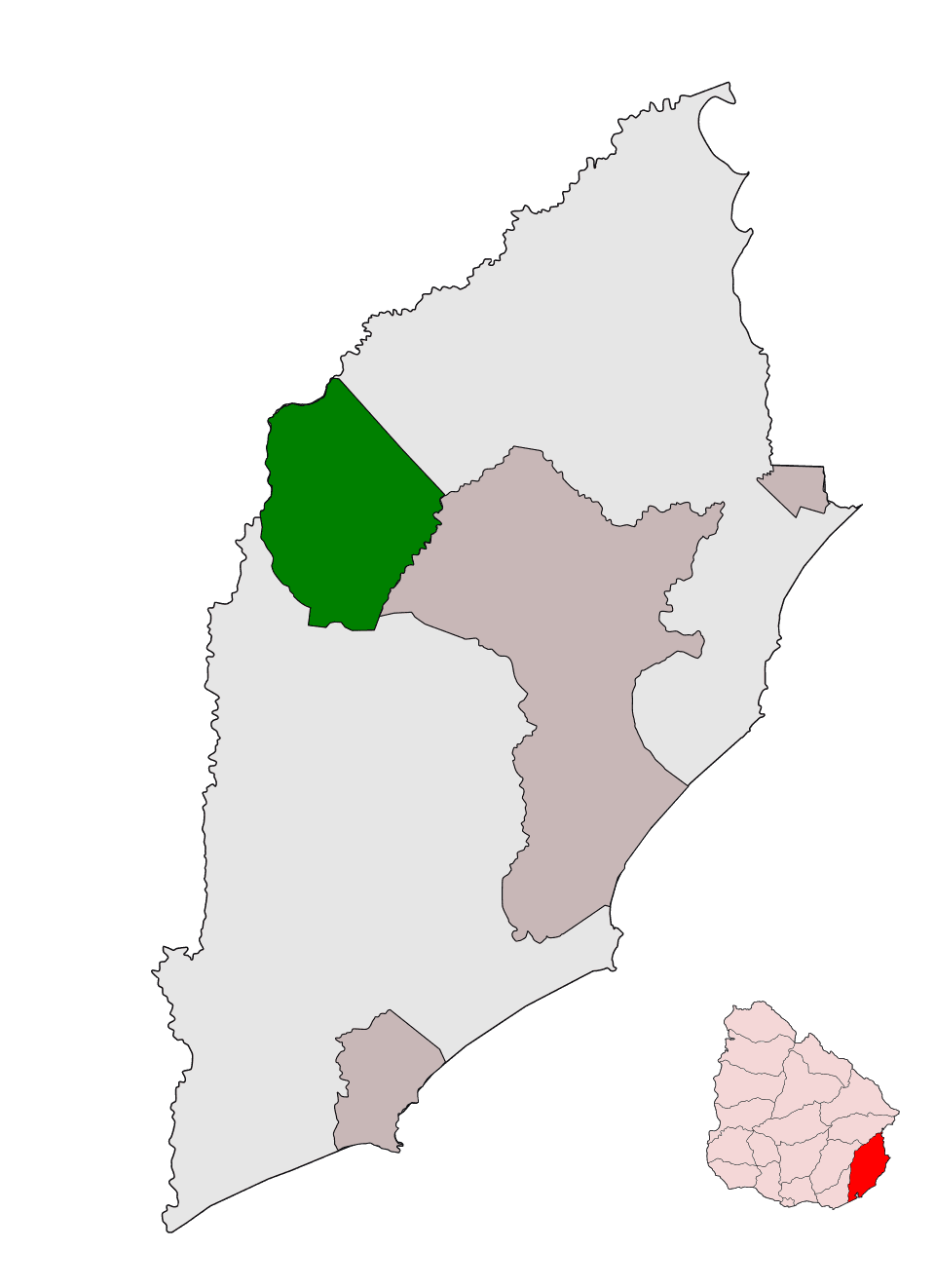 Mapa del Municipio de Lascano, Rocha, Uruguay